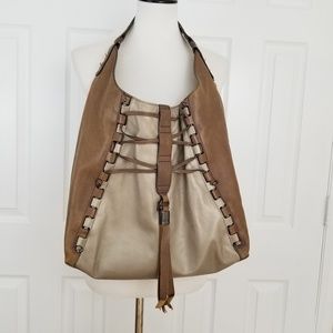 Kooba Hobo Silver/Gunmetal/Tan Bag with Bag